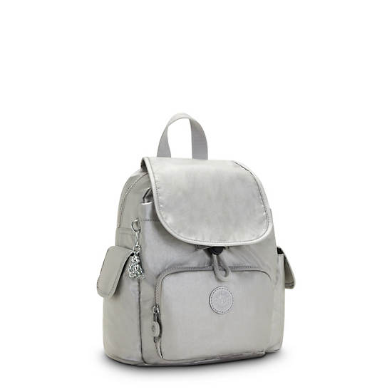 Plecaki Kipling City Pack Mini Klasyczne Metallic Srebrne | PL 1734YX